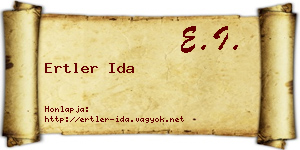 Ertler Ida névjegykártya